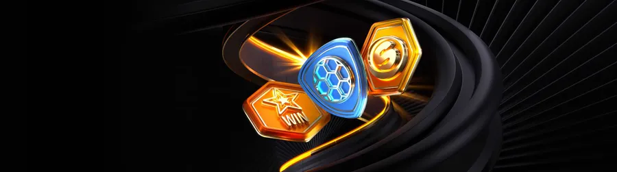 Casino Spinsy – złote i niebieskie żetony z napisem WIN na czarnym tle, grafika lobby